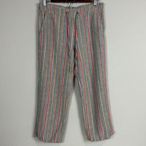 For Cynthia Striped Linen Viscose Pull On Pants S